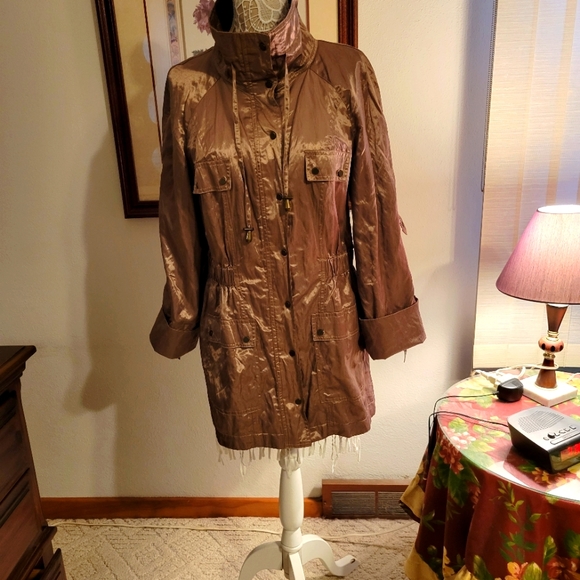 Just B Jackets & Blazers - Just B Taupe Satin Utility Jacket